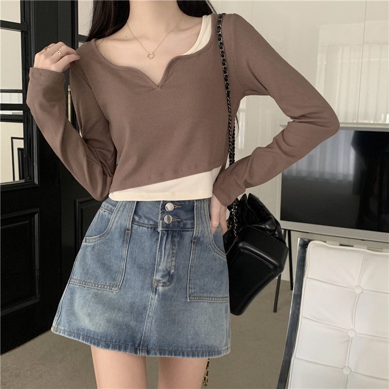 Женская футболка с длинным рукавом в ретро стиле оптом из Китая