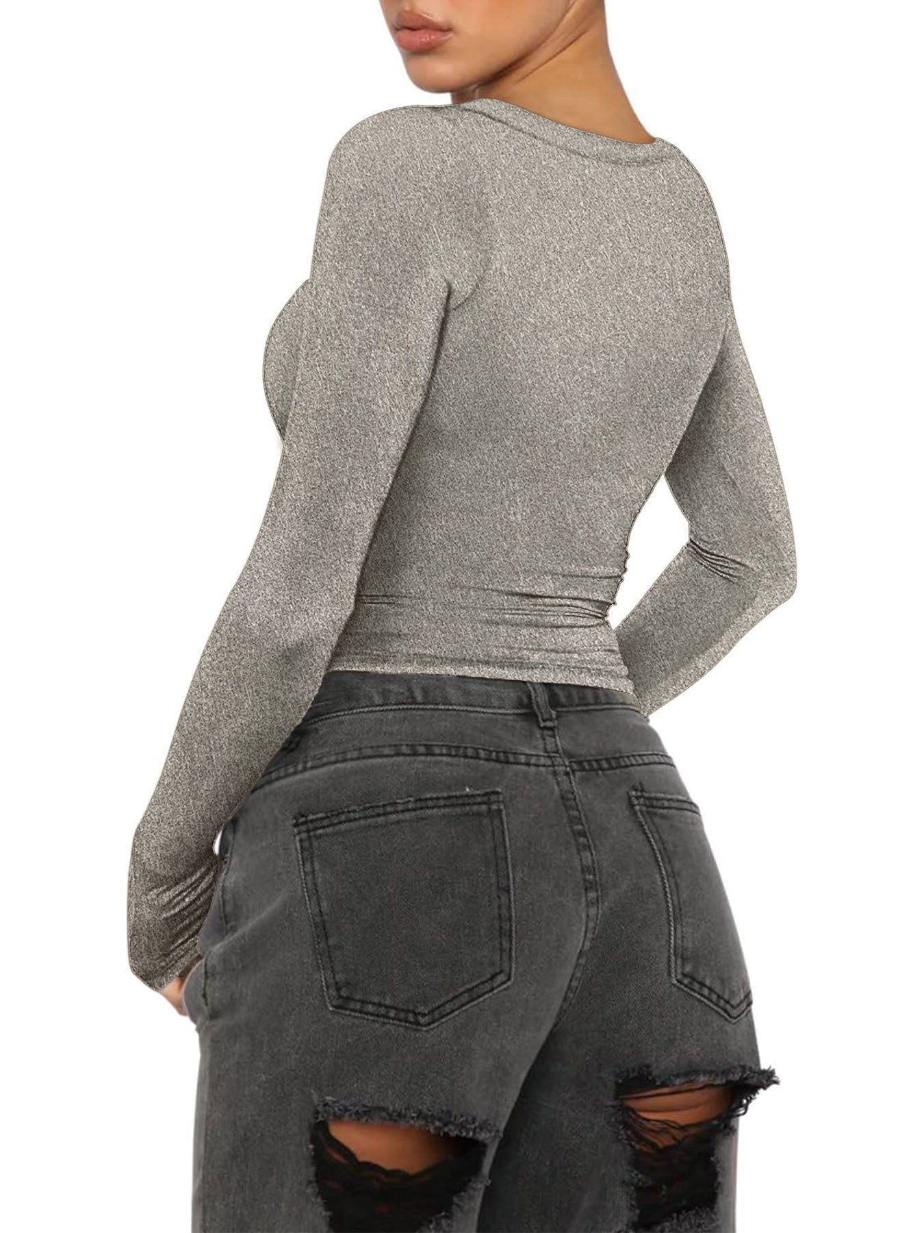 Женская блузка с длинным рукавом и V-образным вырезом оптом