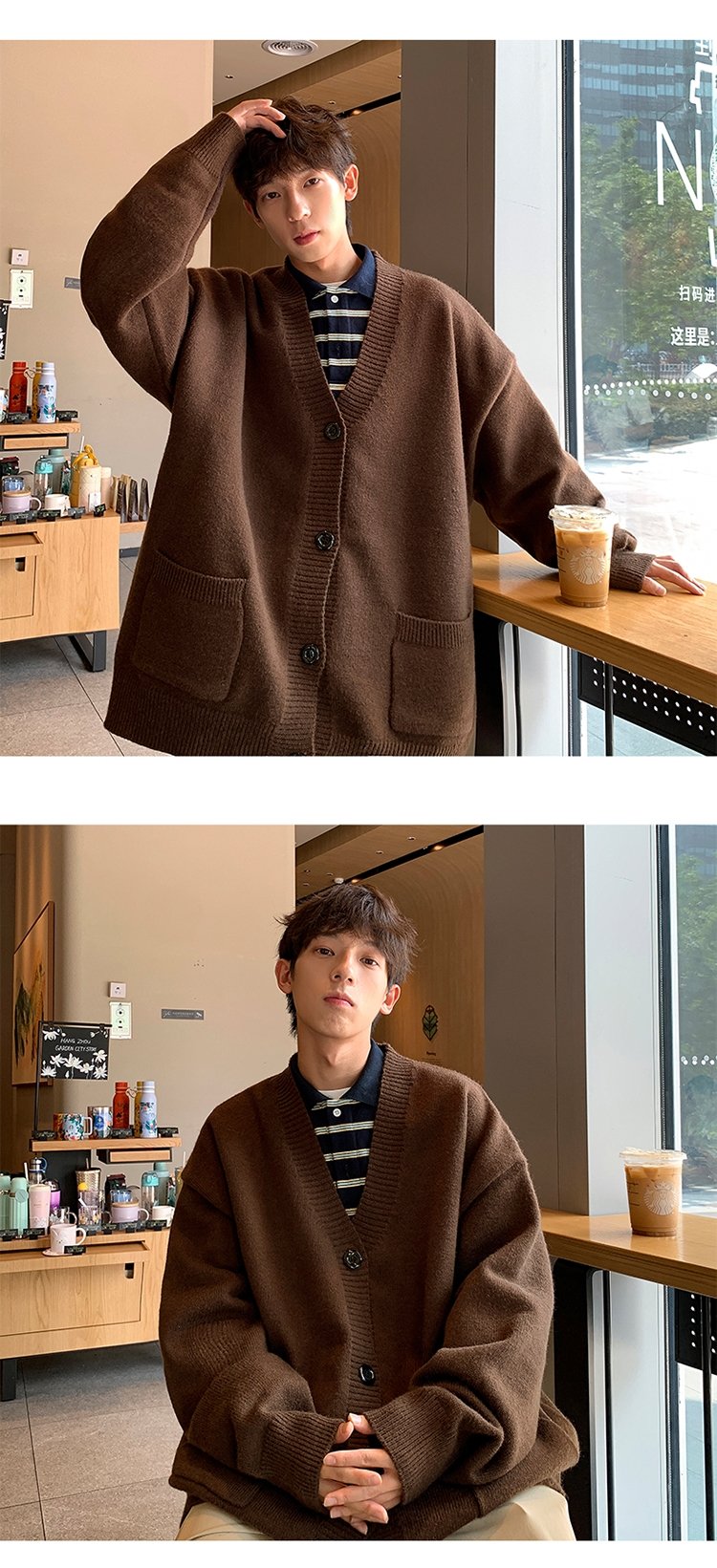 Мужской свитер V-образный вырез осенне-зимний японский ретро-ленивый вязаный свитер в стиле хип-хоп свободный наружный свитер оптом