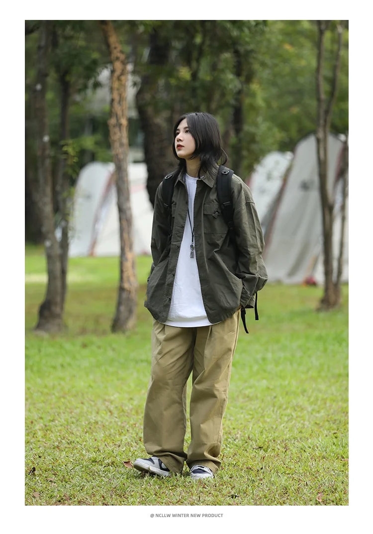 Мужская рубашка-куртка в стиле милитари оптом из Китая