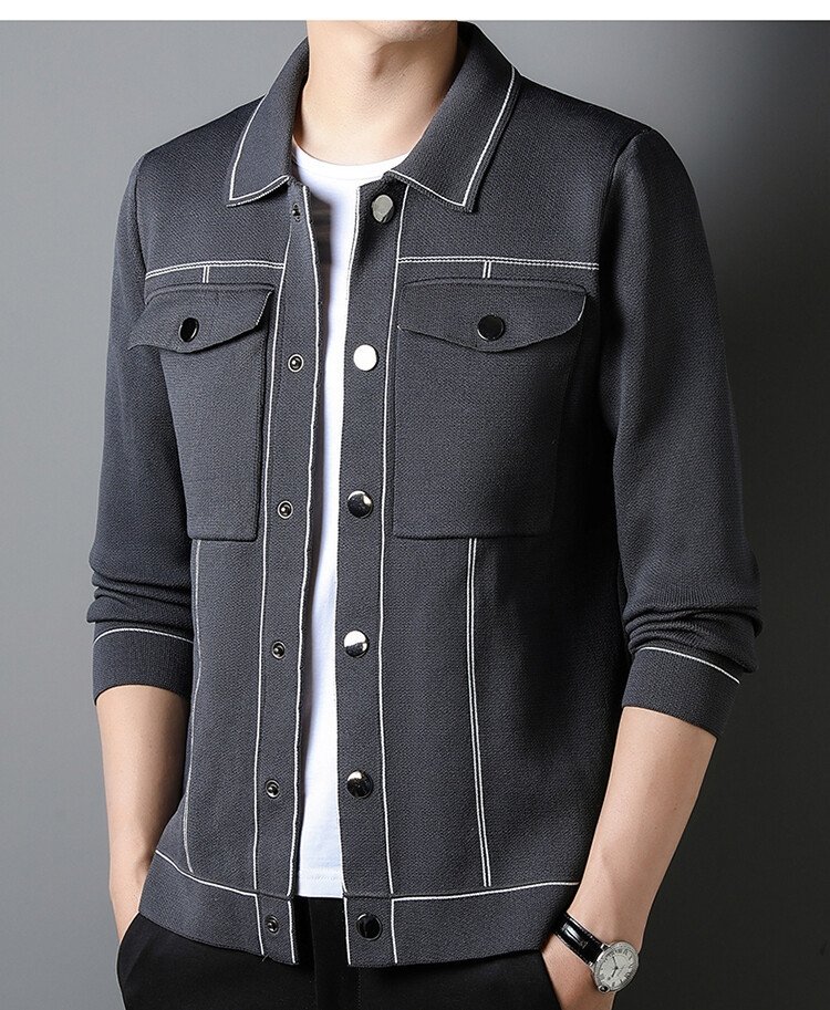 Мужская вязаная куртка с воротником оптом