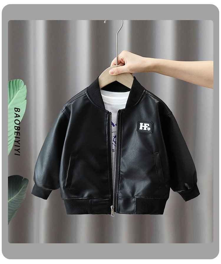 Детский куртка 2024 новинка мальчик черная кожаная куртка оптом из Китая