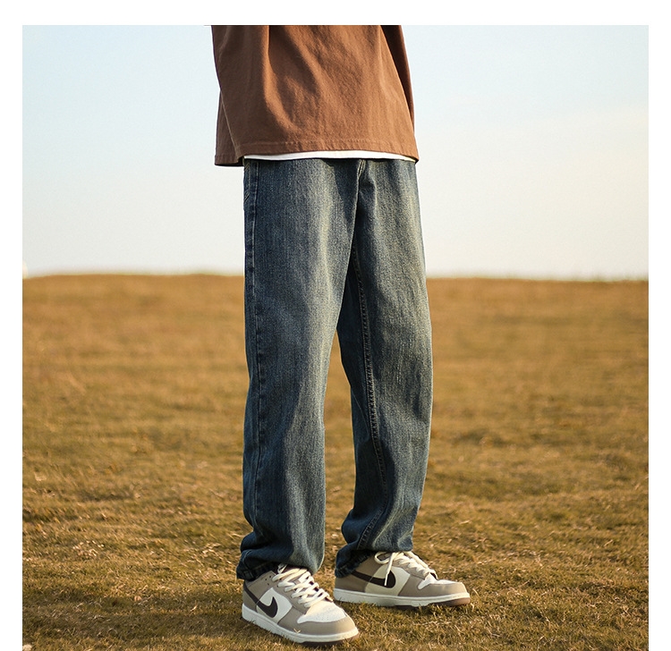 Джинсы мужские винтажные прямые длинные черного цвета оптом из Китая