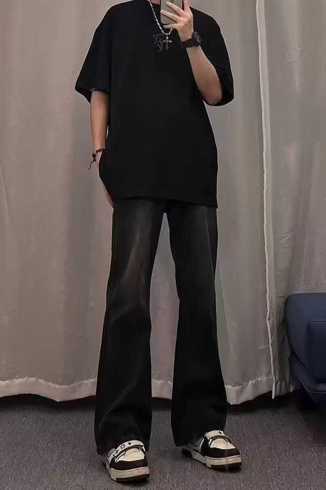 Мужские джинсы в стиле ретро с эффектом потертостей оптом из Китая