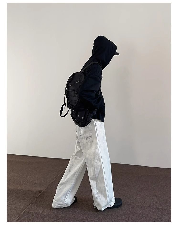 Белые джинсы с выцветанием и потертостями оптом из Китая