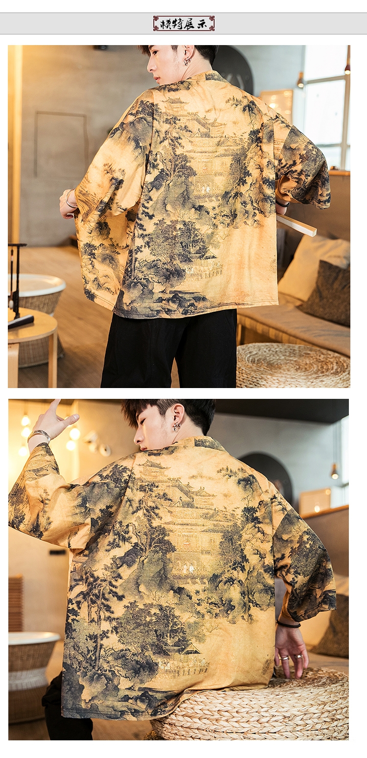 Мужская китайская рубашка с японскими элементами оптом из Китая