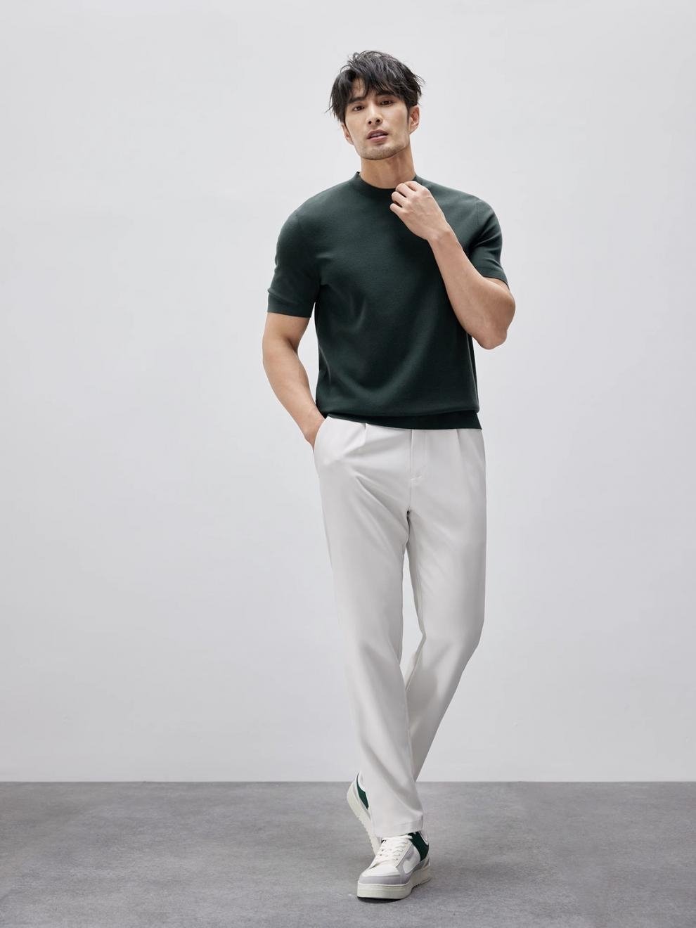 Мужская вязаная футболка с круглым воротом оптом