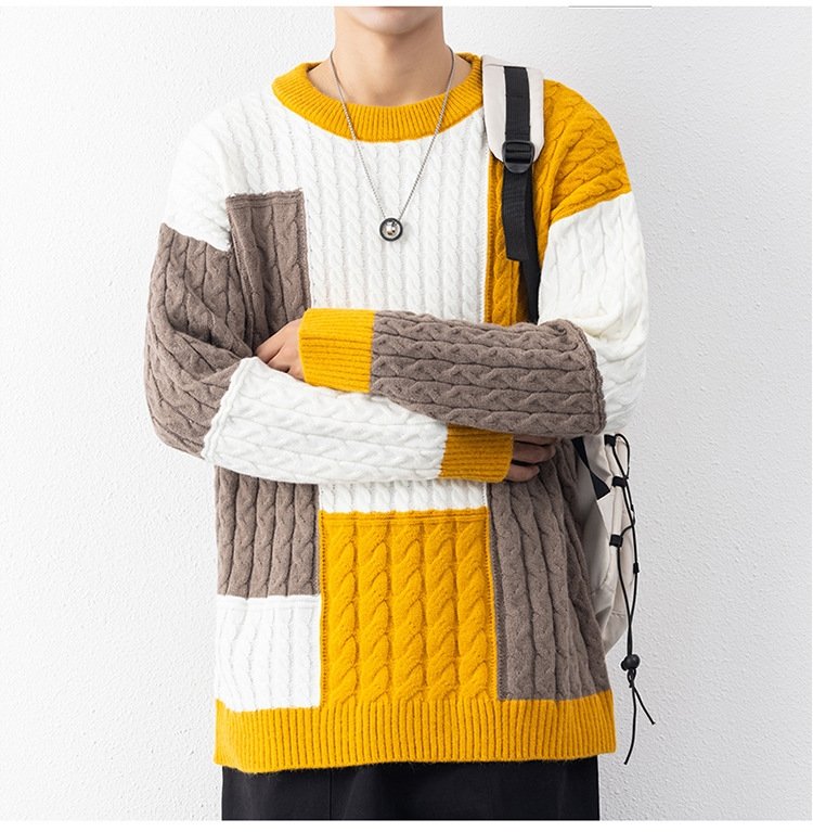 Мужской свитер с высоким воротником и свободным кроем оптом