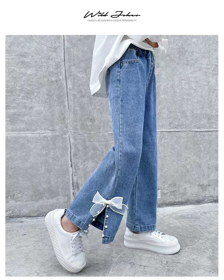 Детские джинсы с широкими штанинами оптом из Китая