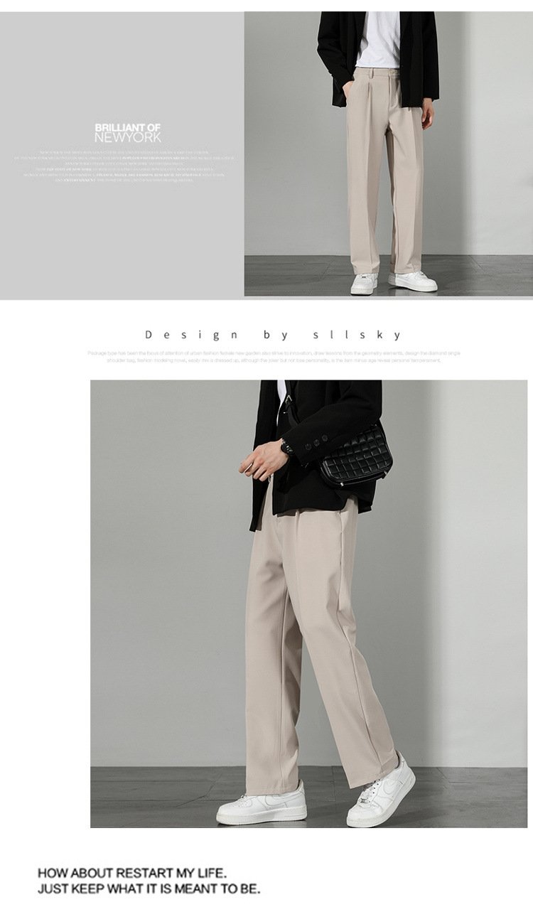 Летние мужские брюки прямого кроя с широкими штанинами оптом из Китая