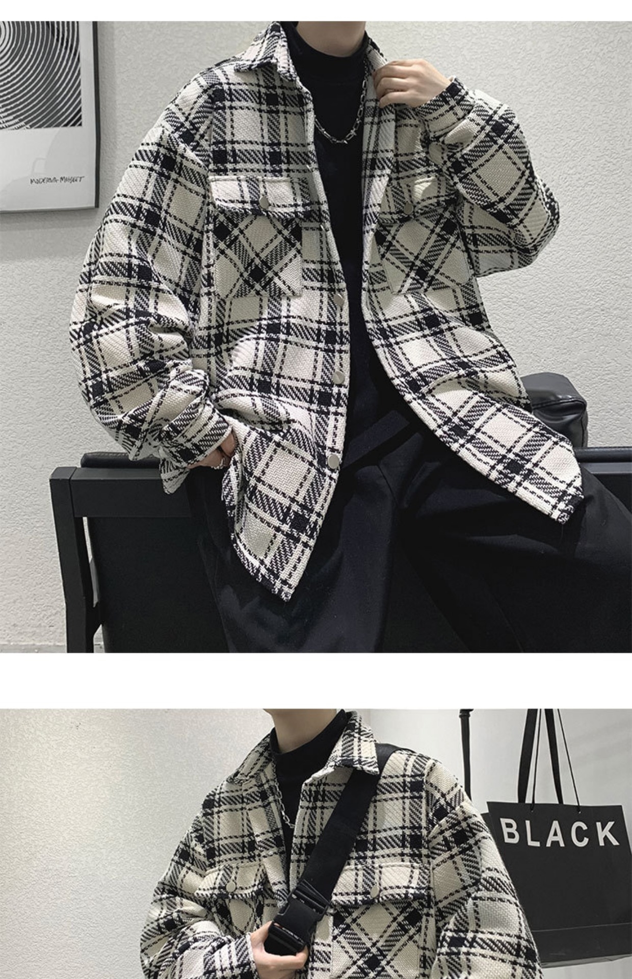 Мужская клетчатая куртка весна-лето 2024 оптом из Китая