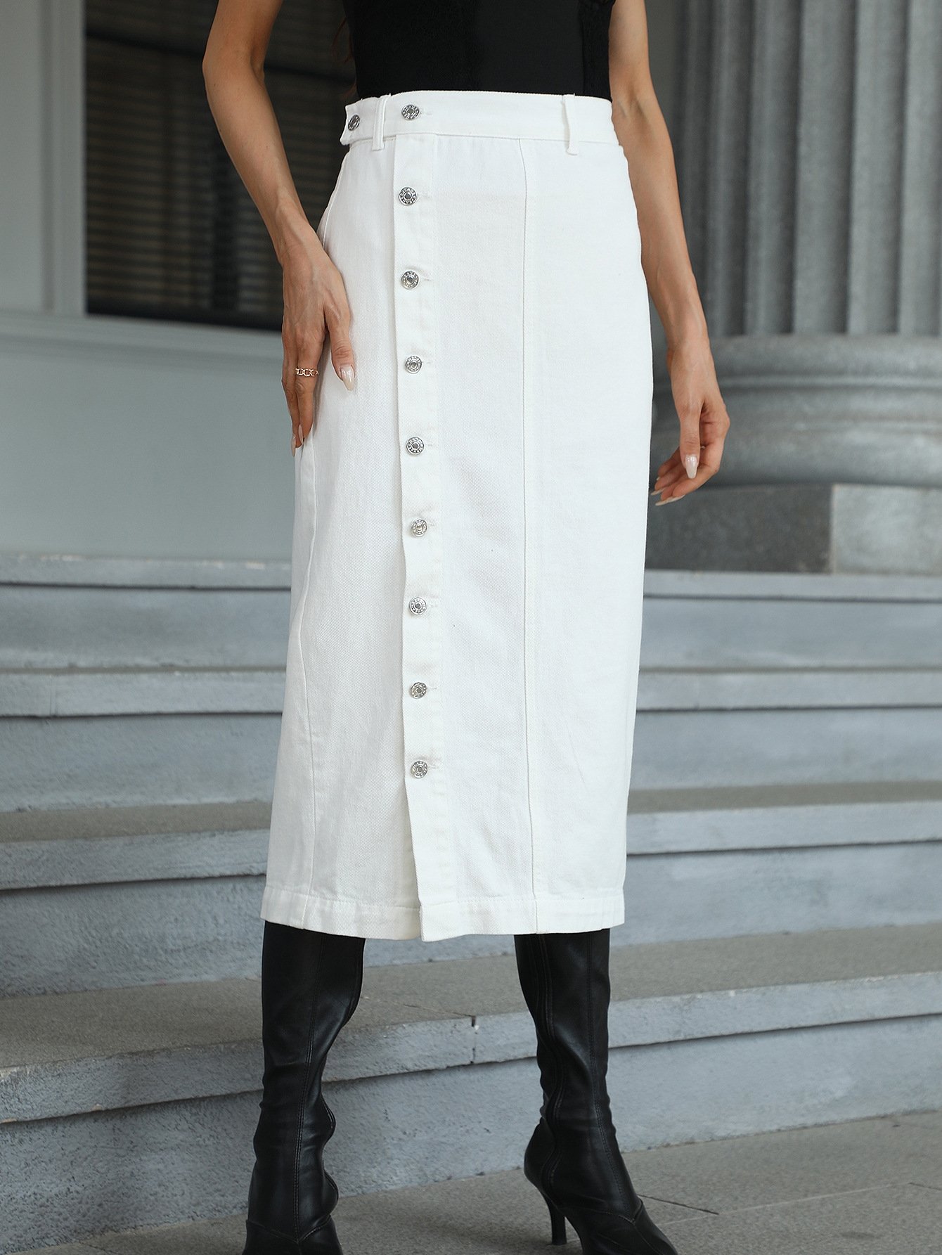 Длинная джинсовая юбка с высокой талией оптом из Китая