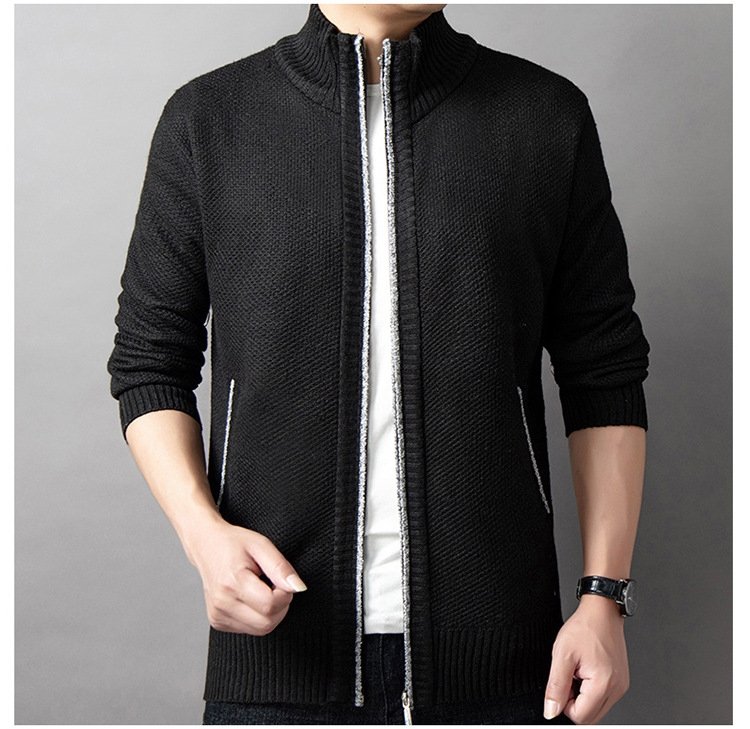 Мужская вязаная высокий воротник свитер весна-осень оптом