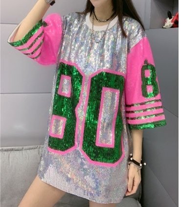 Женская футболка с широкими рукавами и блестками оптом