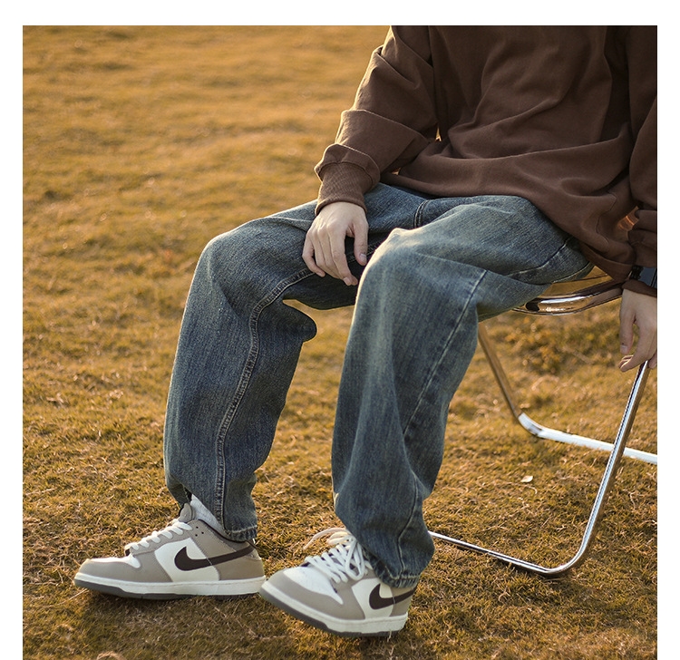 Джинсы мужские винтажные прямые длинные черного цвета оптом из Китая