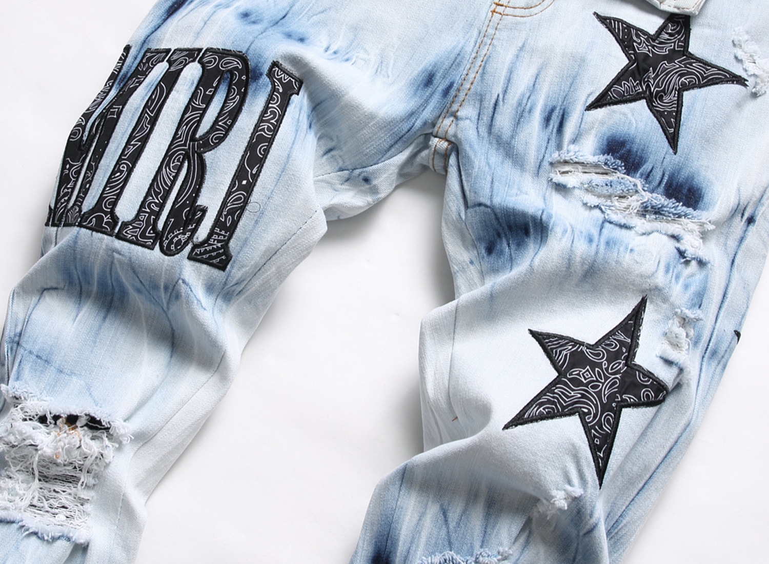 Мужские джинсы с вышивкой и принтом оптом из Китая