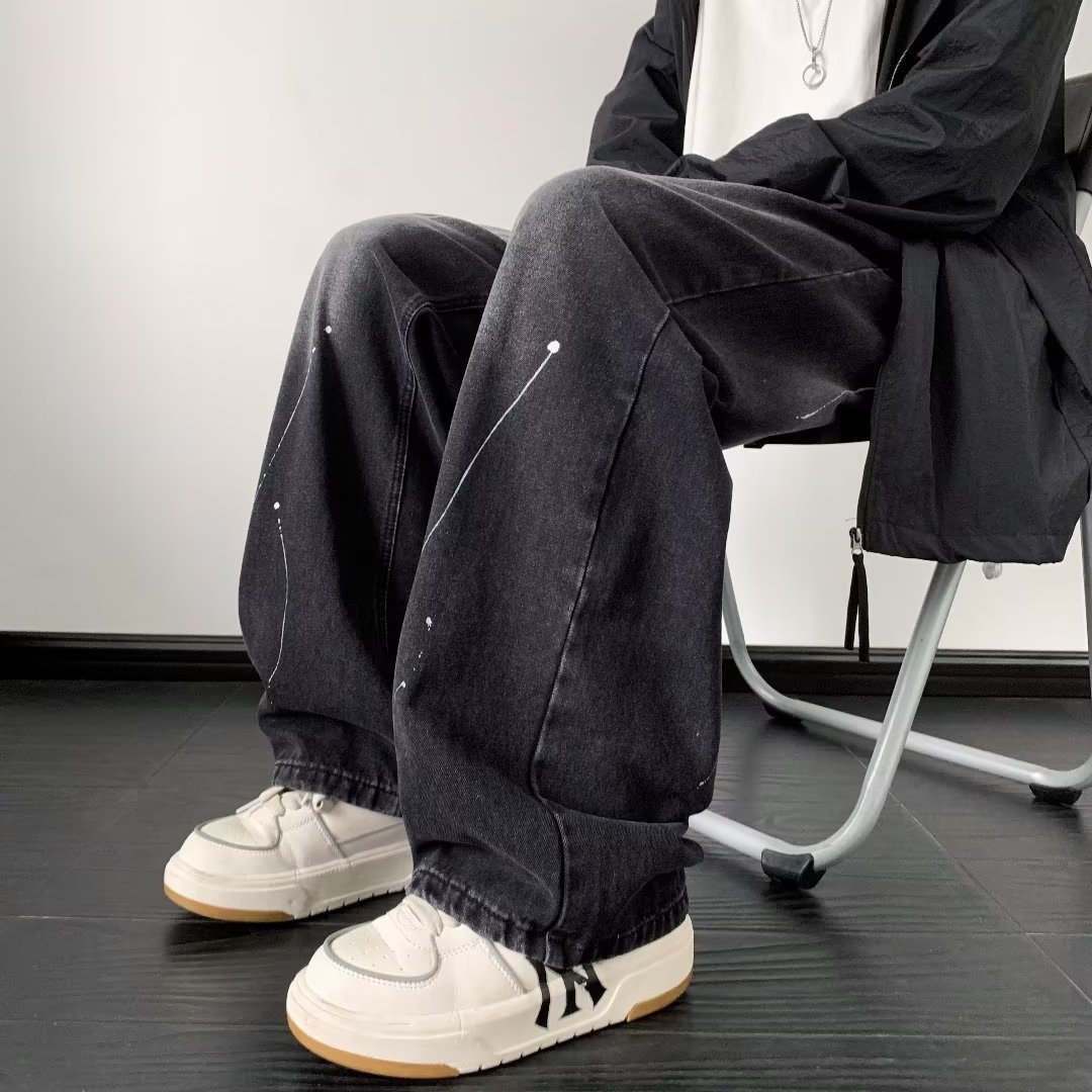 Мужские джинсы с пятнами чернил оптом из Китая