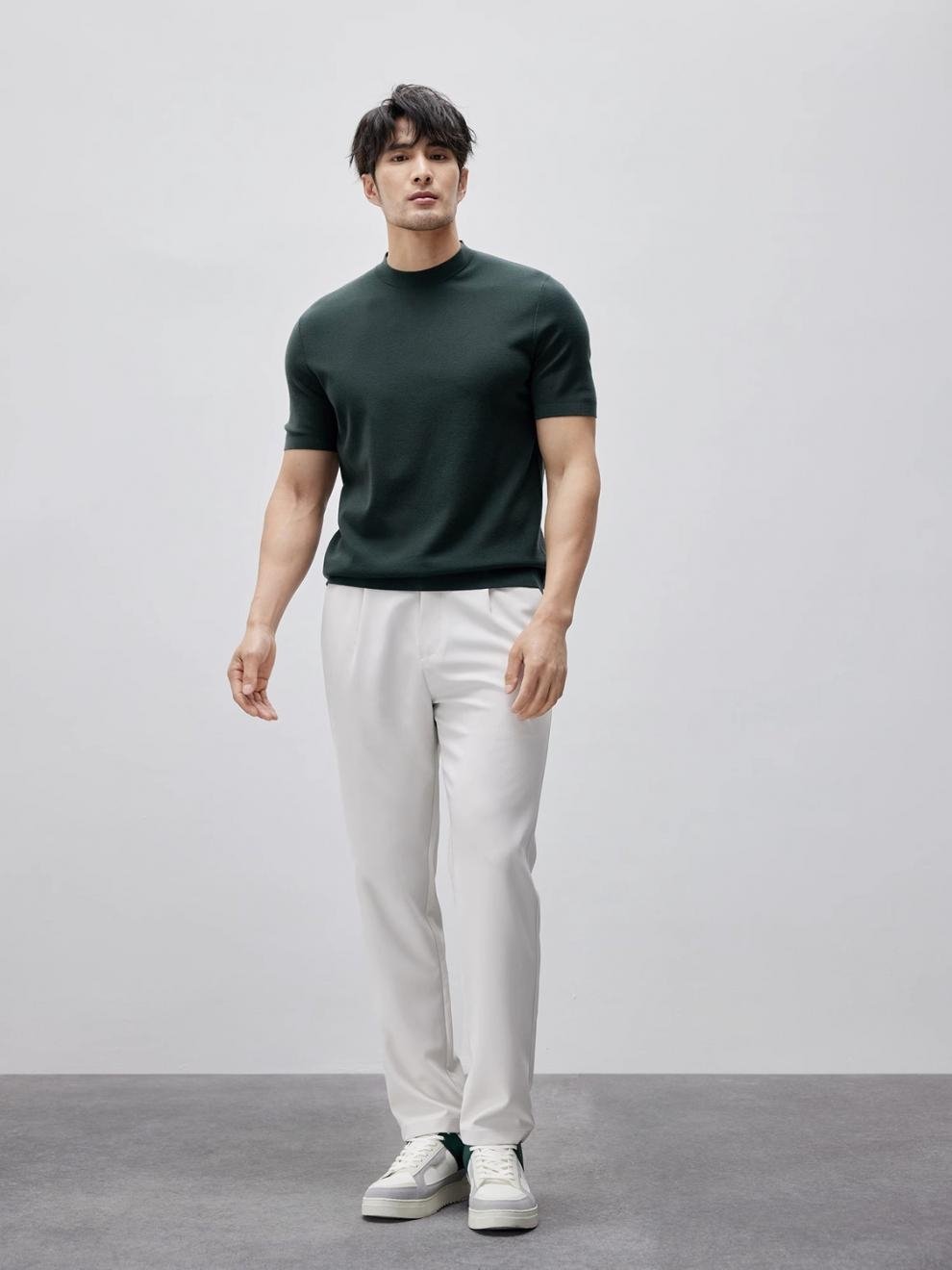 Мужская вязаная футболка с круглым воротом оптом