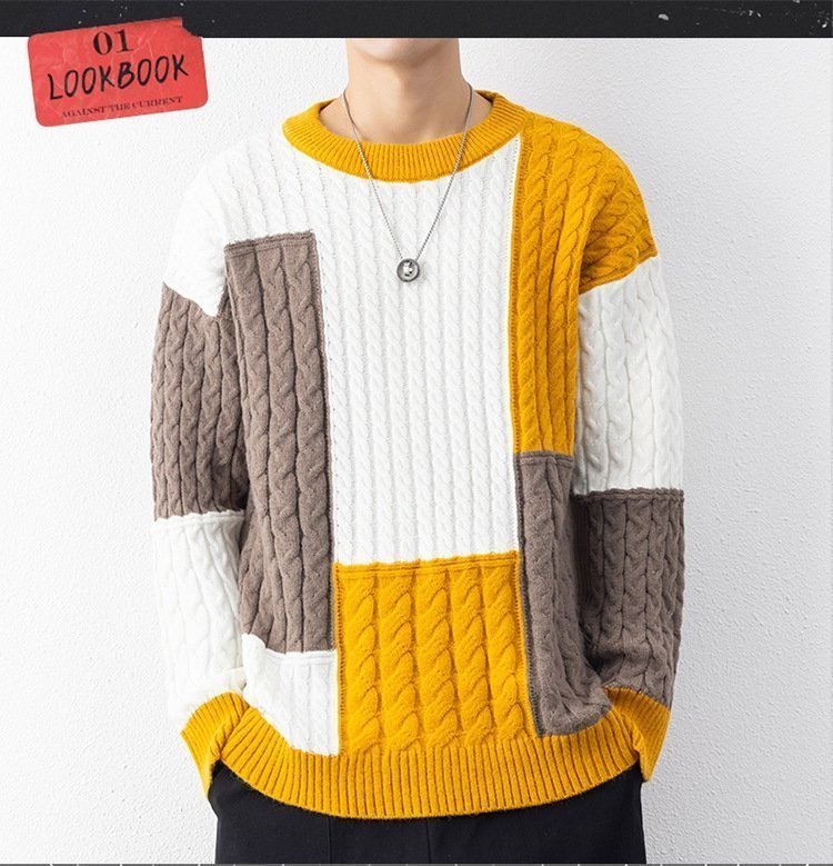 Мужской свитер с высоким воротником и свободным кроем оптом