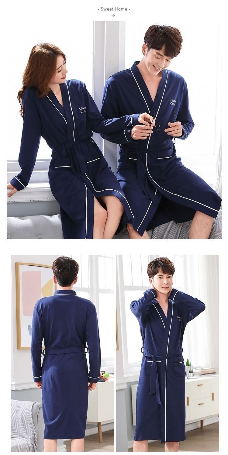 Халат для сна летний длинный сексуальный хлопковый для женщин и мужчин 100% хлопок больших размеров тонкий для пар оптом