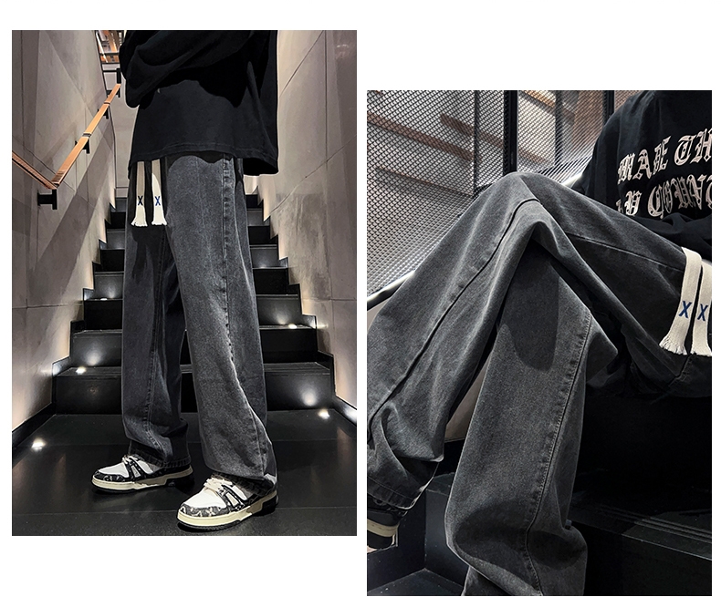 Джинсы 2024 весна мужские прямые широкие джинсы оптом из Китая