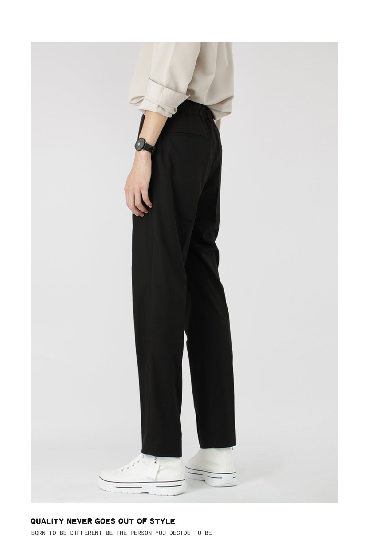 Мужские черные брюки прямого кроя с широкими штанинами оптом из Китая