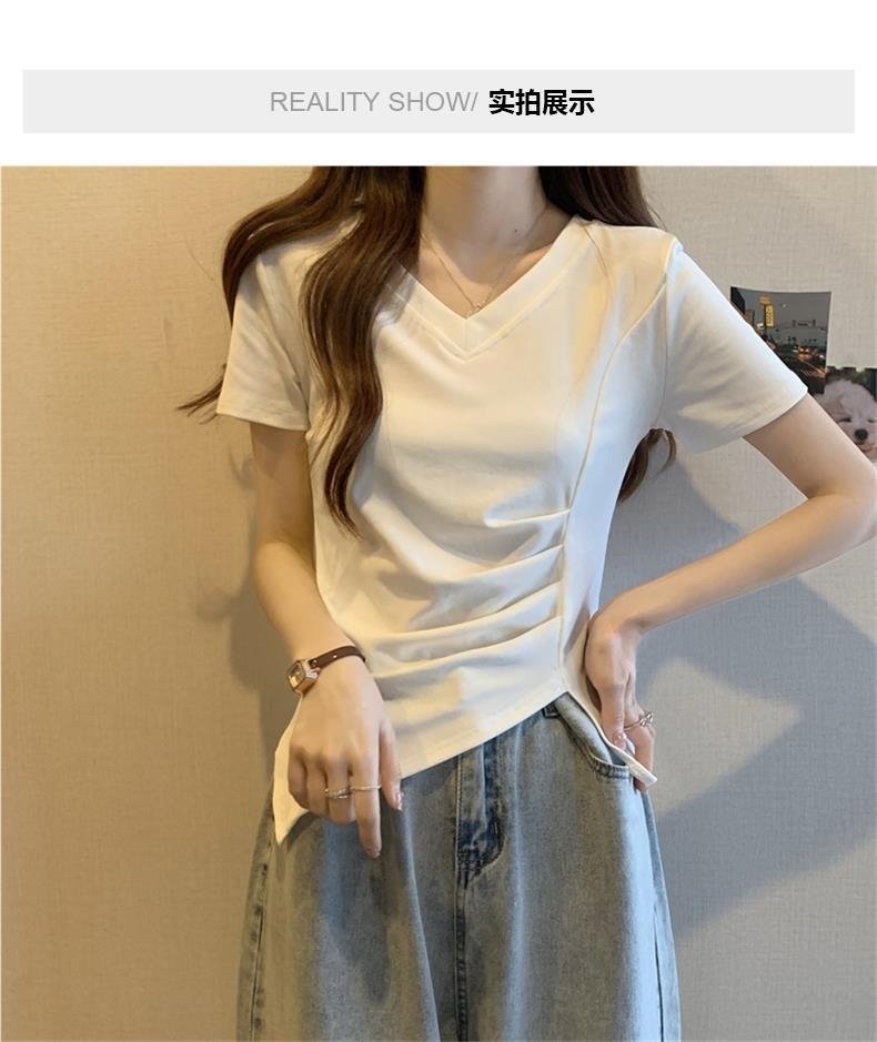 Футболка с коротким рукавом V-образным вырезом оптом