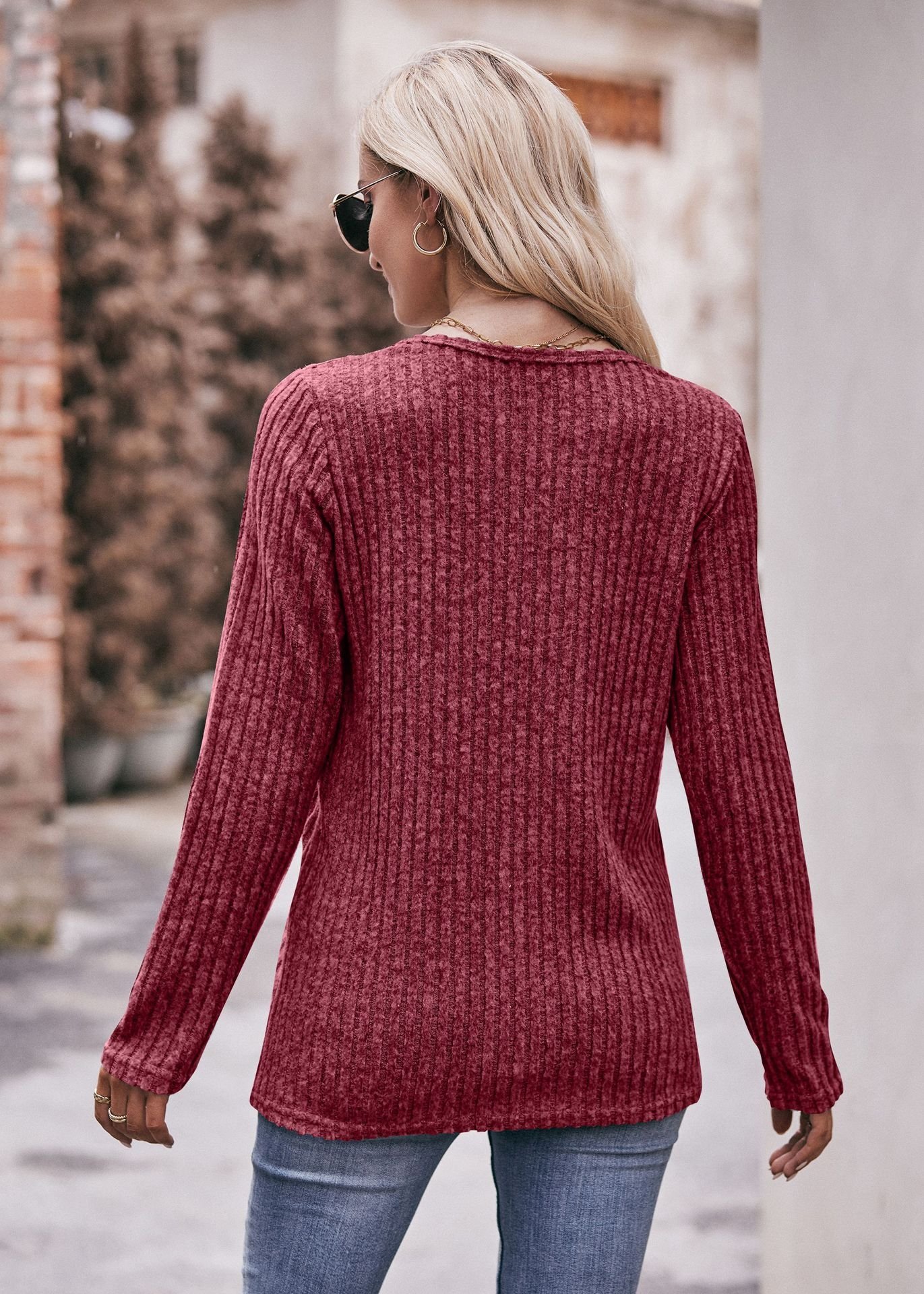 Женская футболка с круглым вырезом и пуговицами оптом из Китая