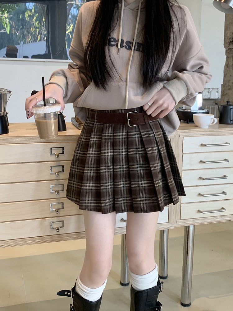 Весенняя женская клетчатая мини-юбка в американском ретро стиле оптом из Китая