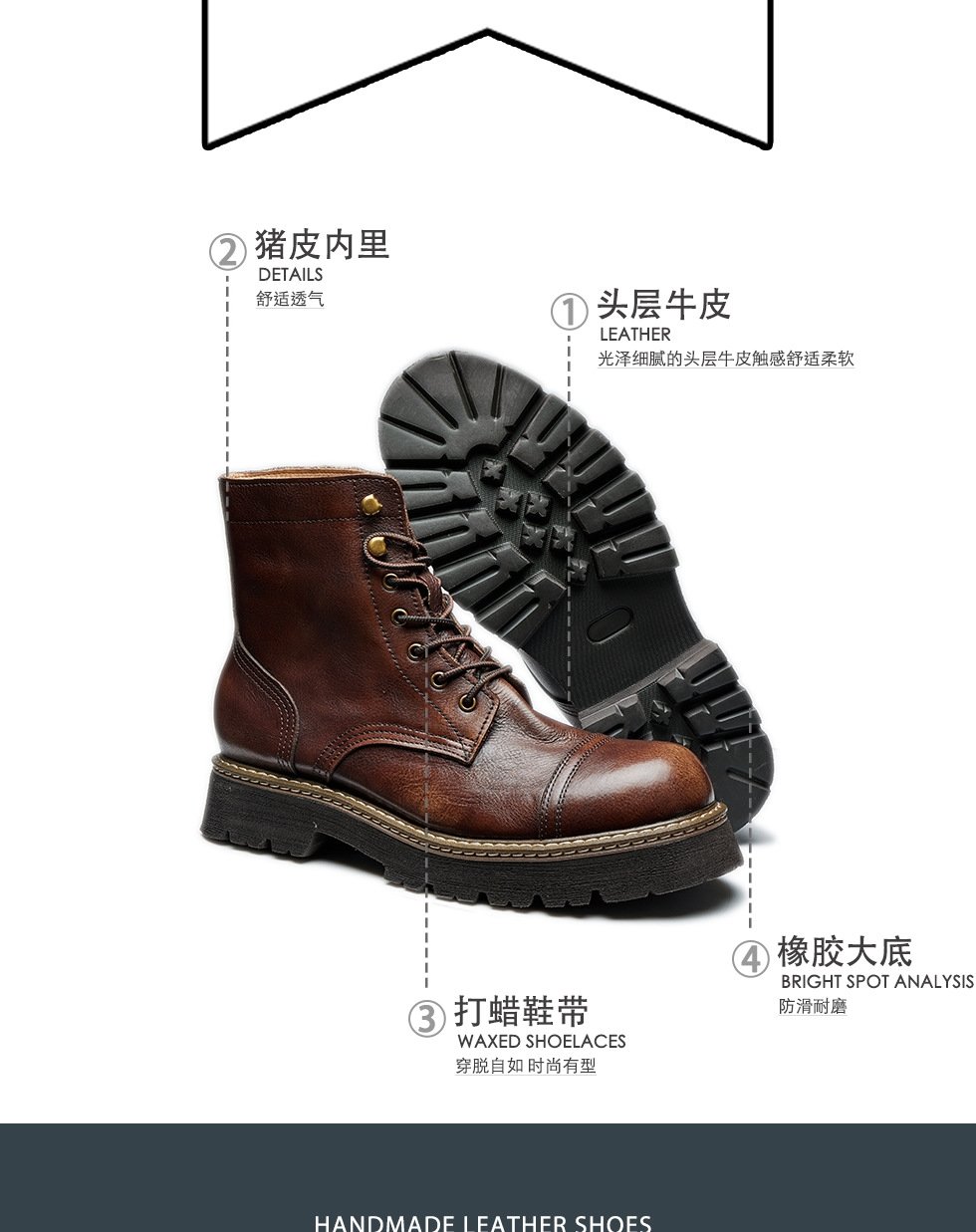 Мужские ботинки Martin 8111 из натуральной кожи оптом