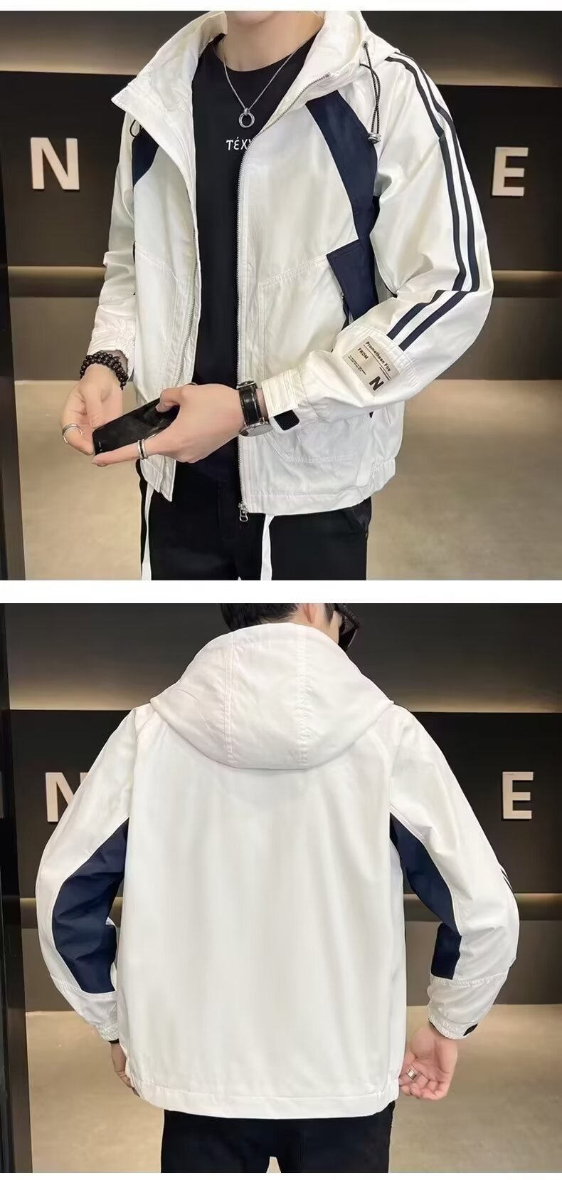 Мужская куртка с полосками и капюшоном оптом из Китая