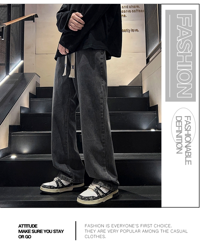 Джинсы 2024 весна мужские прямые широкие джинсы оптом из Китая