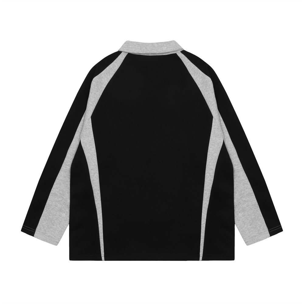 Мужская спортивная толстовка с воротником поло и контрастными вставками оптом из Китая