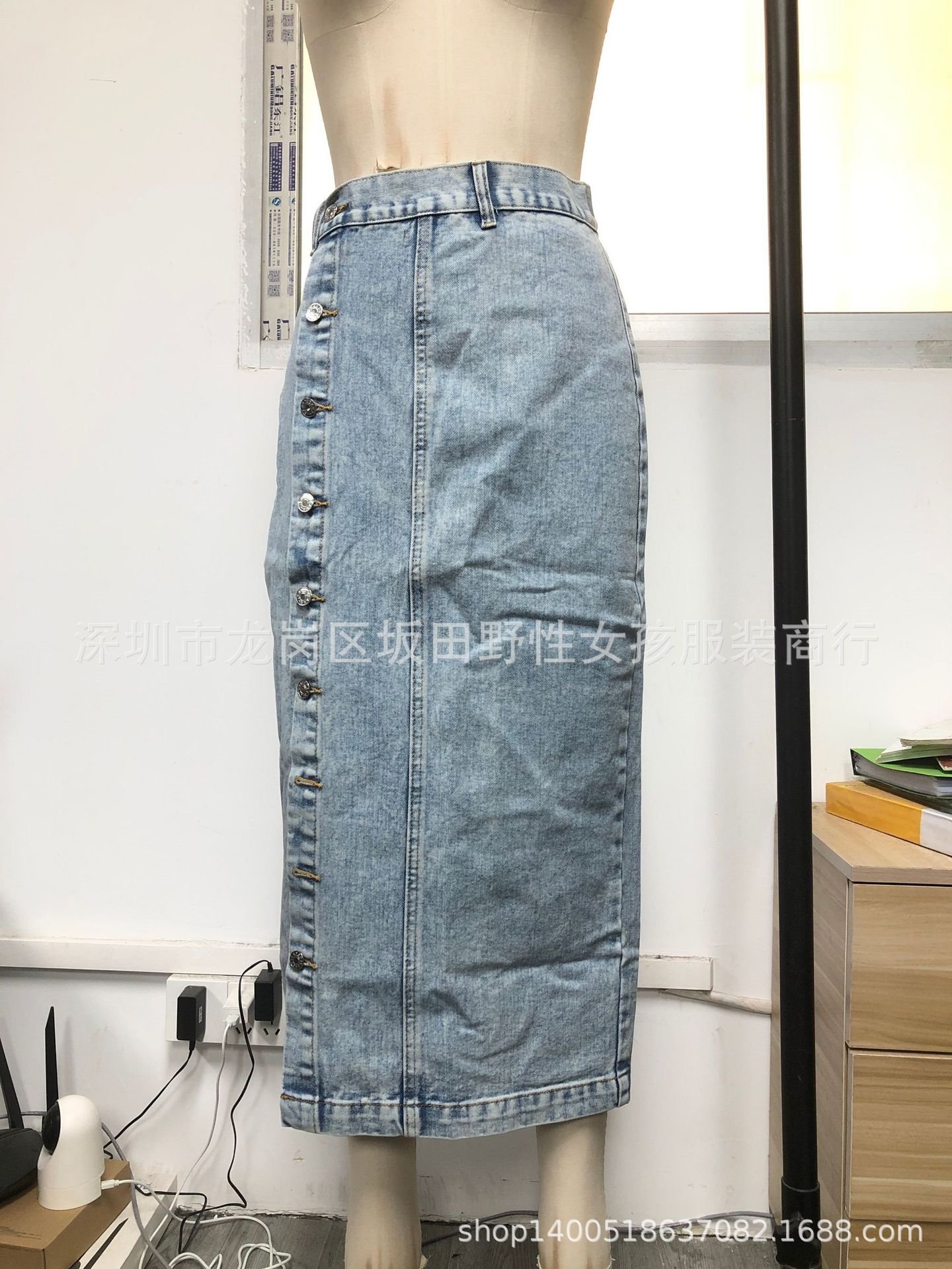 Длинная джинсовая юбка с высокой талией оптом из Китая