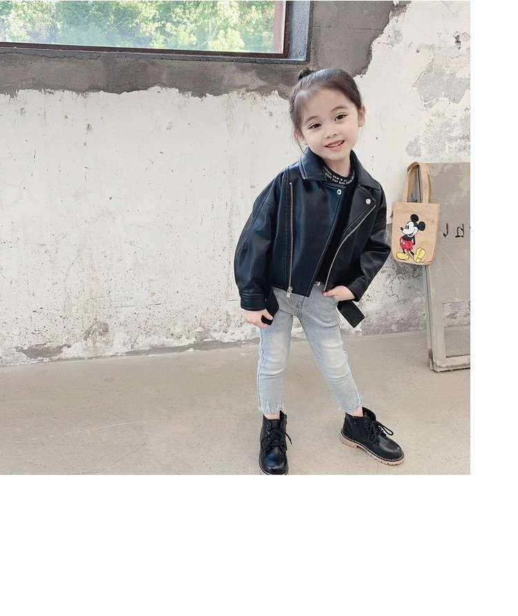 Детская куртка из кожзама в стиле байкеров оптом из Китая
