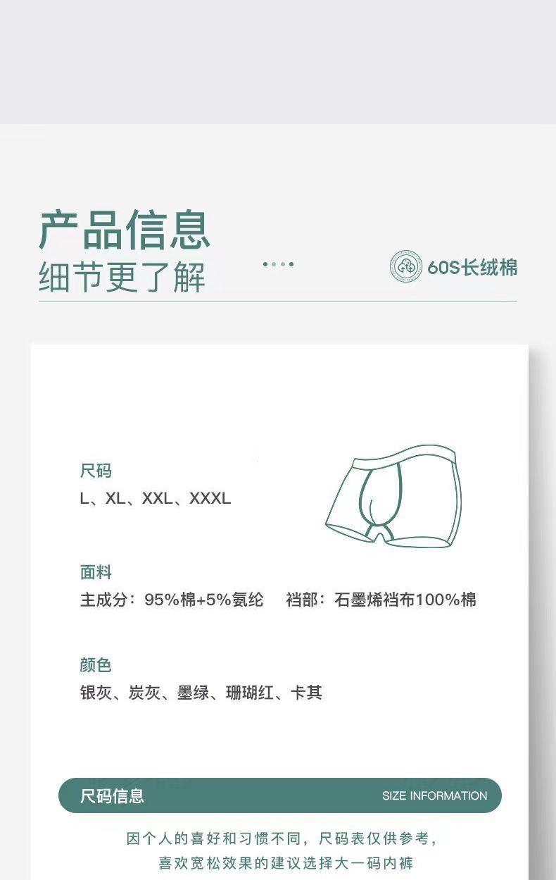 Мужские трусы из длинноволокнистого хлопка с технологией графена оптом из Китая