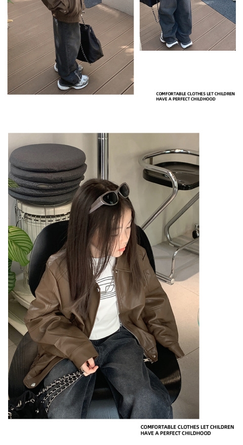 Детская куртка в стиле мотоциклиста 2024 года оптом из Китая