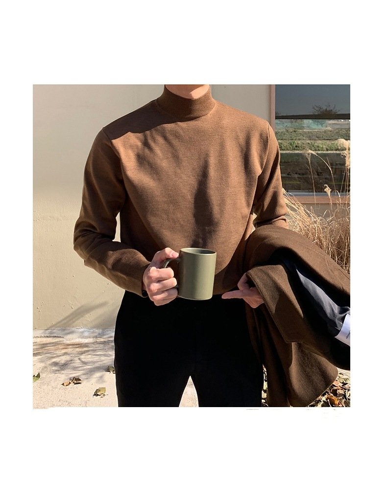 Мужской свитер с длинным рукавом и полувысоким воротником оптом