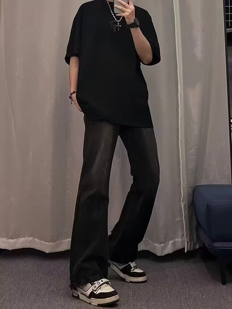 Мужские джинсы в стиле ретро с эффектом потертостей оптом из Китая