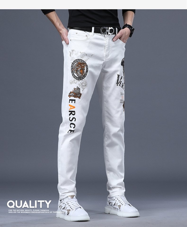 Мужские джинсы суженные белые оптом из Китая