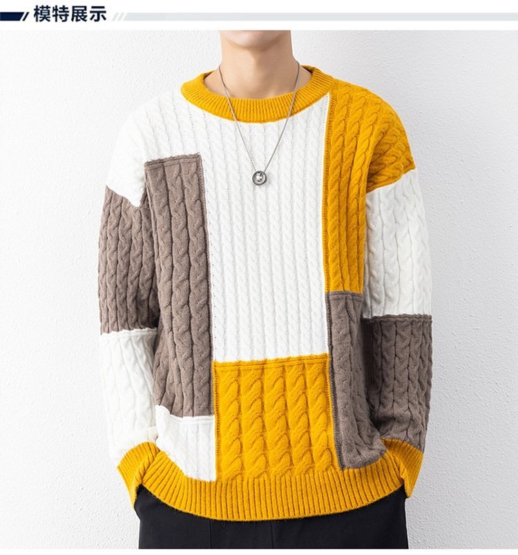 Мужской свитер с высоким воротником и свободным кроем оптом