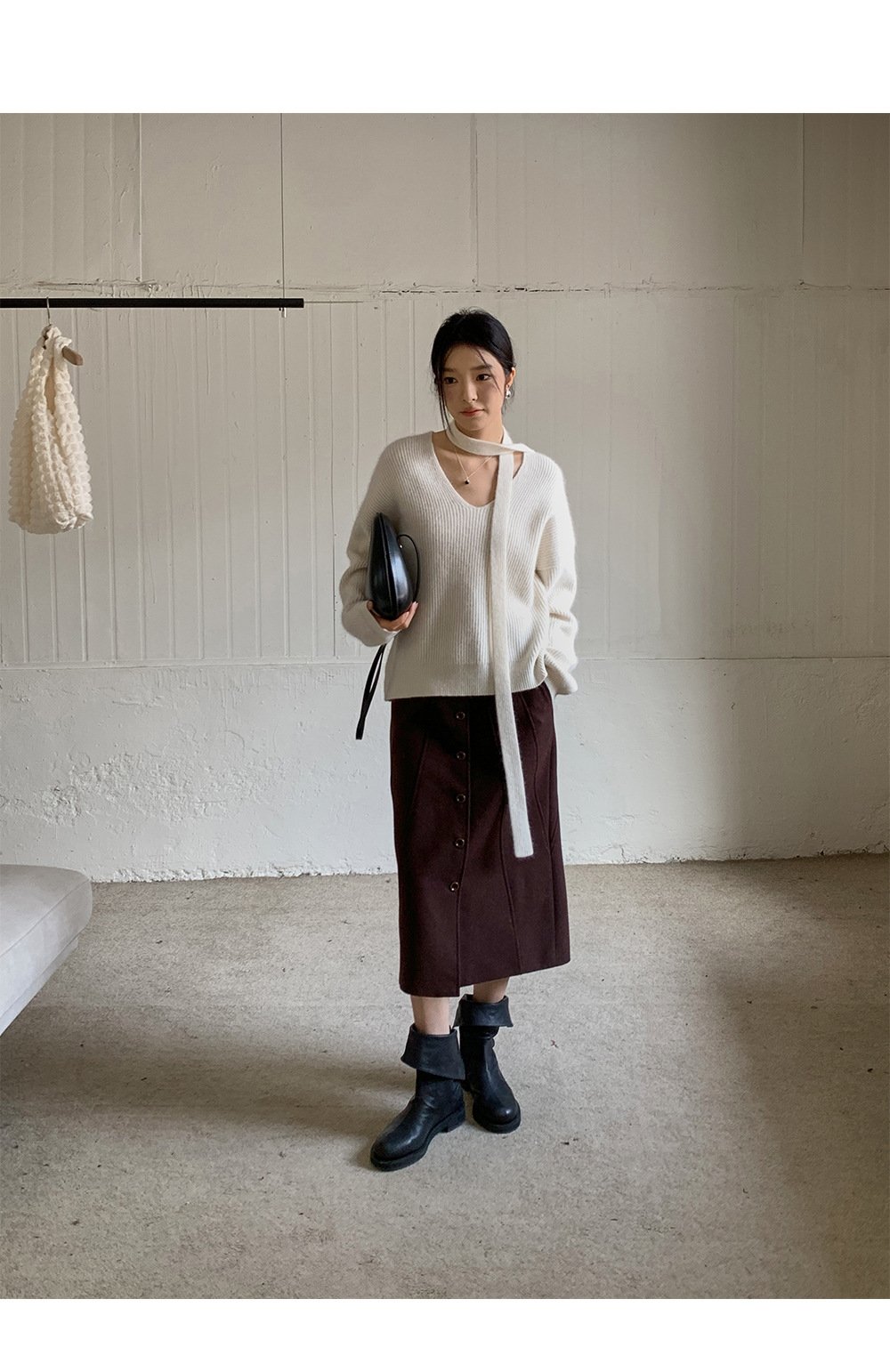 Шерстяная юбка с разрезом 2023 оптом из Китая