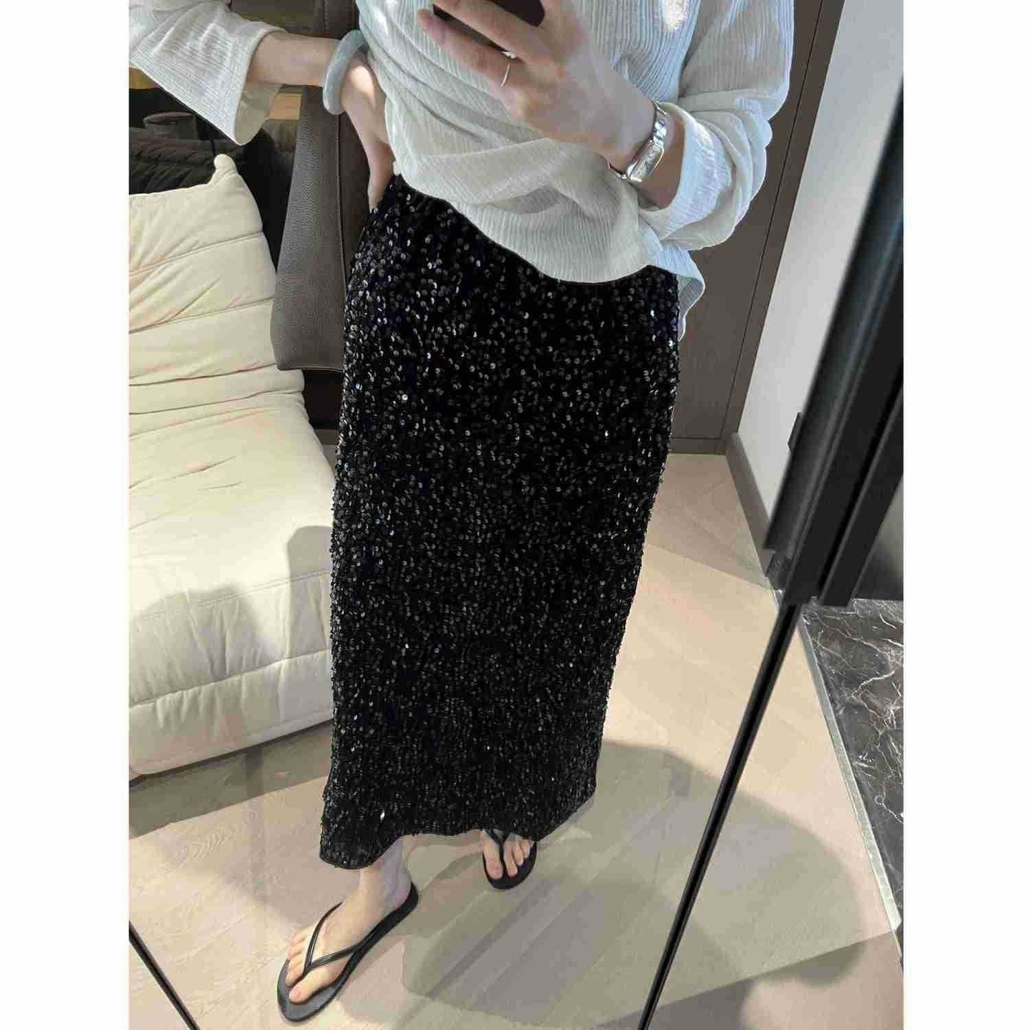 Юбка-миди с высокой талией и блестками оптом из Китая