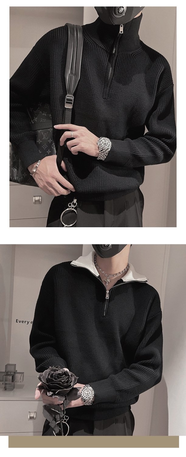 Мужская вязаная толстовка с высоким воротником оптом