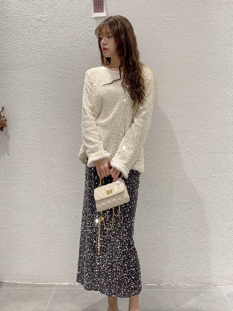 Высокая юбка с блестками из бархата оптом из Китая