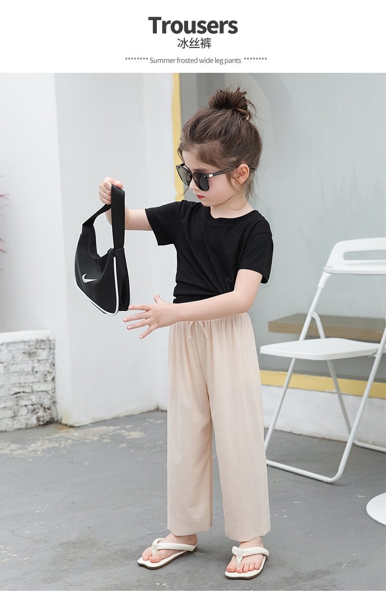 Детские летние широкие брюки из хлопкового шелка оптом