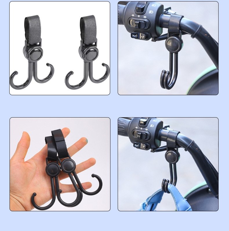 Крючок для коляски с двойной черной петлей (в упаковке OPP) оптом