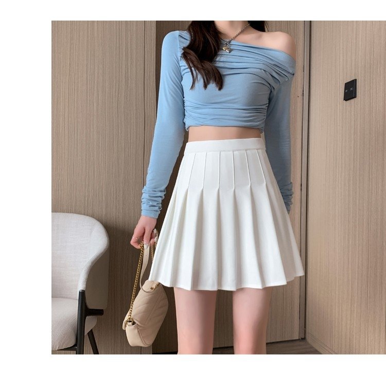 Белая короткая юбка с эластичным поясом и молнией оптом из Китая