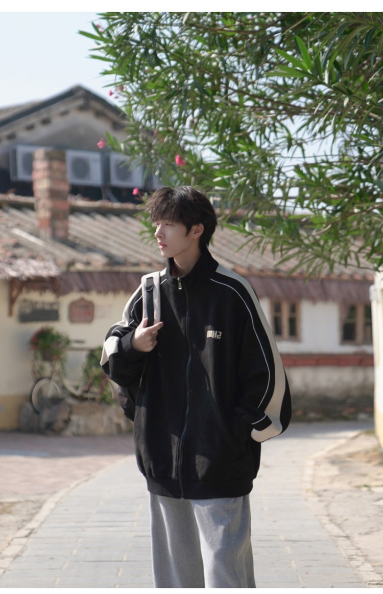 Мужская куртка с высоким воротником и принтом букв в стиле весна-осень оптом из Китая