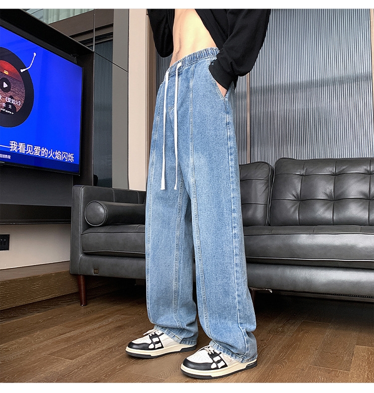 Джинсы мужские 2024 новинка весна осень тонкие американские уличные широкие прямые свободные брюки оптом из Китая